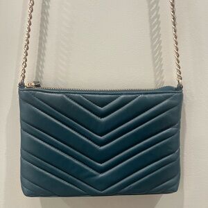 H&M Teal Quilted Shoulder Bag Gold Chain